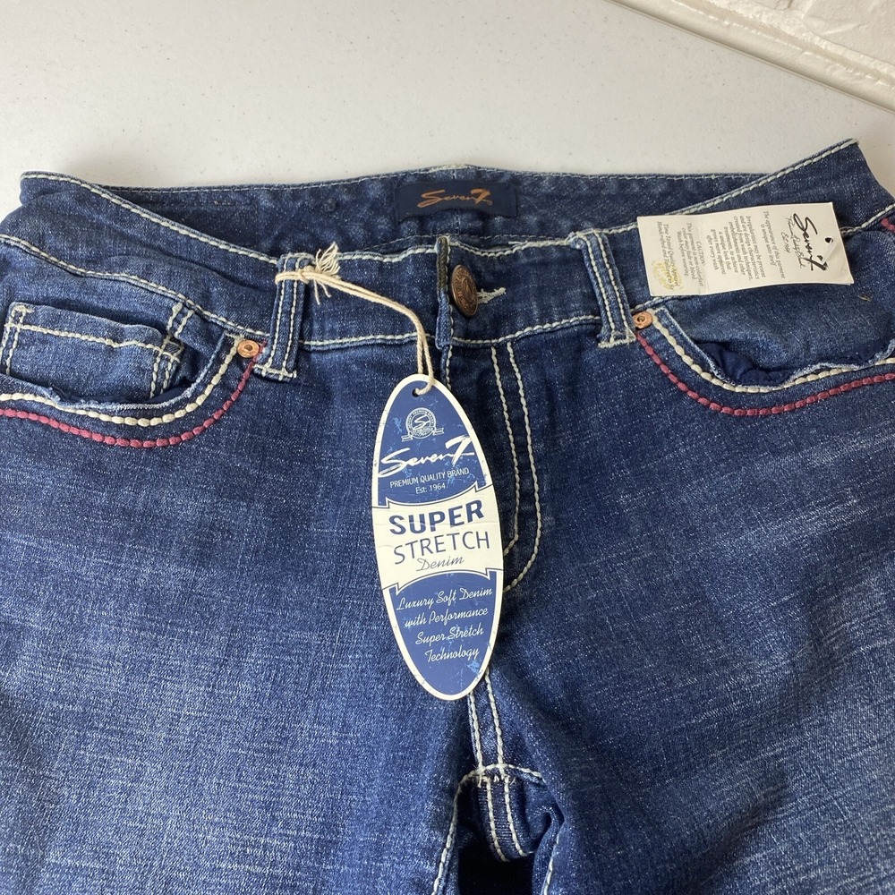 Seven‎ 7 NWT Women's Jeans Studded Pockets Embroidery Wide Leg Size 8 - Picture 7 of 13